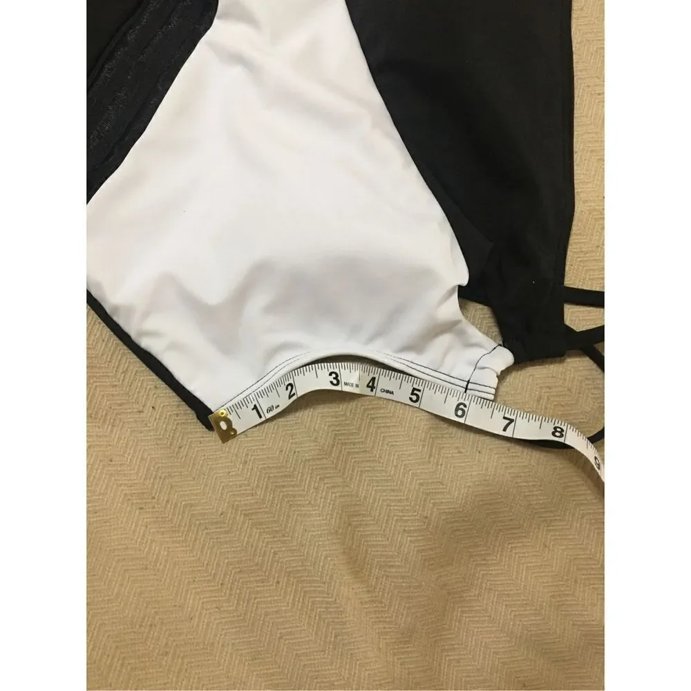 New Women’s Color Block One Piece Black & White Swimsuit M